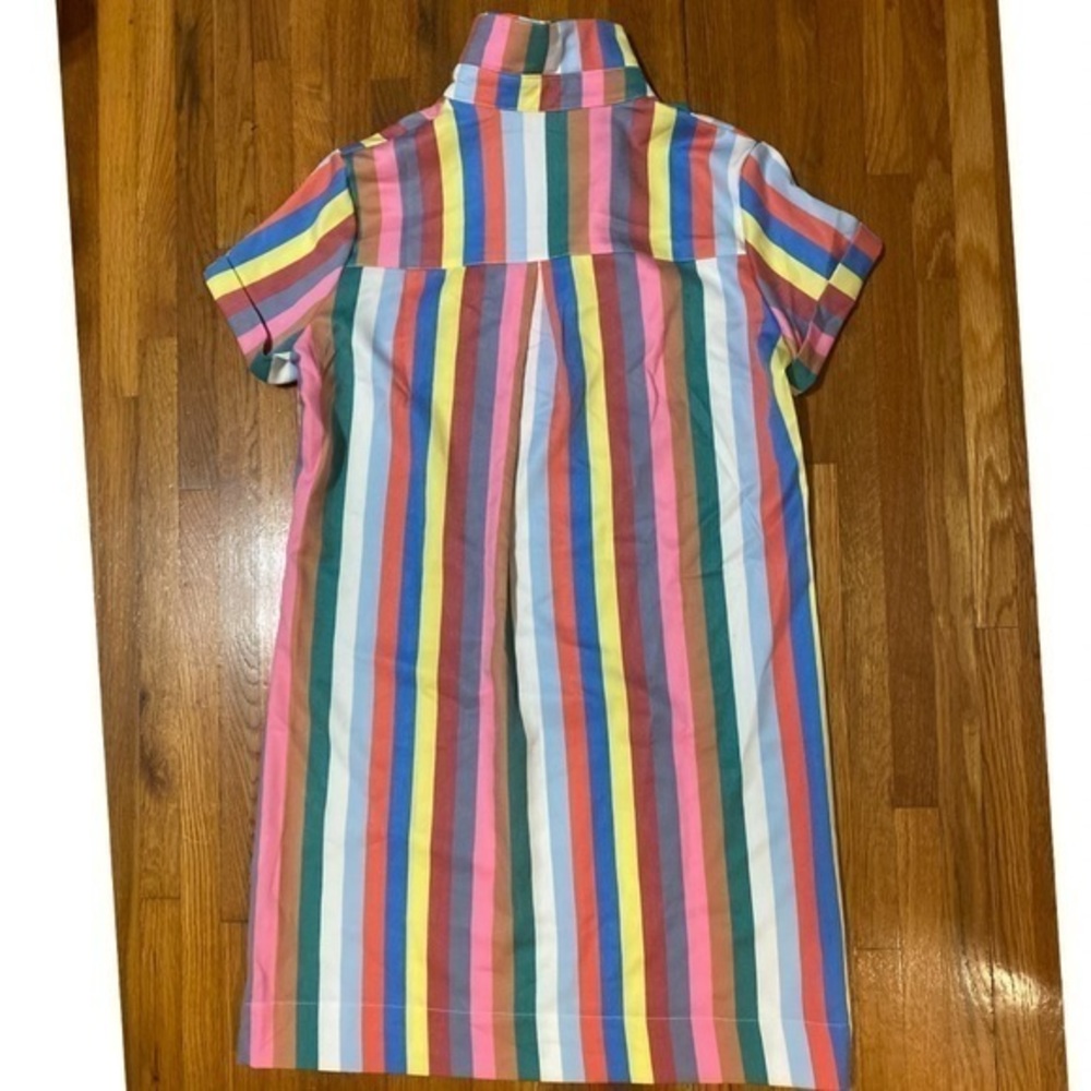 Women’s Rainbow Striped Cotton Shirt Dress - Picture 2 of 5